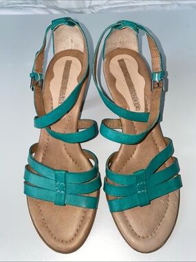 Franco Sarto Turquoise Teal Strappy Ankle-Wrap Sandals